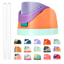 Replacement Lid for Owala Freesip, Compatible with Owala Cup 16oz 24oz 32oz 40oz, One Button Water Bottle Top Lid Replacement Accessory and Straws, Leakproof, BPA-Free (orange blue)