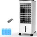 Windowless Portable Air Conditoners with Remote, 12H Timer &1.16Gal Tank, 45 Oscillation, 3 Modes 3 Speeds, Portable AC Unit, 3 Ice Packs 4 Wheels, Fast Cooling, Quiet Swamp Cooler for Home Office