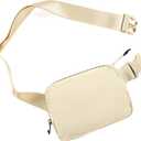 Junipooch Unisex Mini Belt Bag with Adjustable Strap Small Fanny Pack for Workout Running Traveling Hiking, Ivory