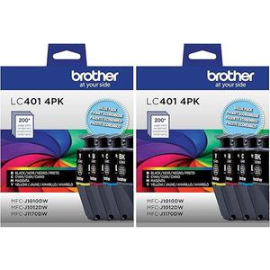 Brother Genuine LC4014PKS Standard Yield 4Pack Ink Cartridges – Includes 1 Cartridge Each of Black, Cyan, Magenta and Yellow
