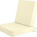 Outdoor Chair Cushions Set of 2, Waterproof Patio Chair Cushions 19x19x3 in for Outdoor Furniture, Outdoor Seat cushions with Non-slip Bottom, Fade Resistant Removable Cover with Handle, Milk Apricot