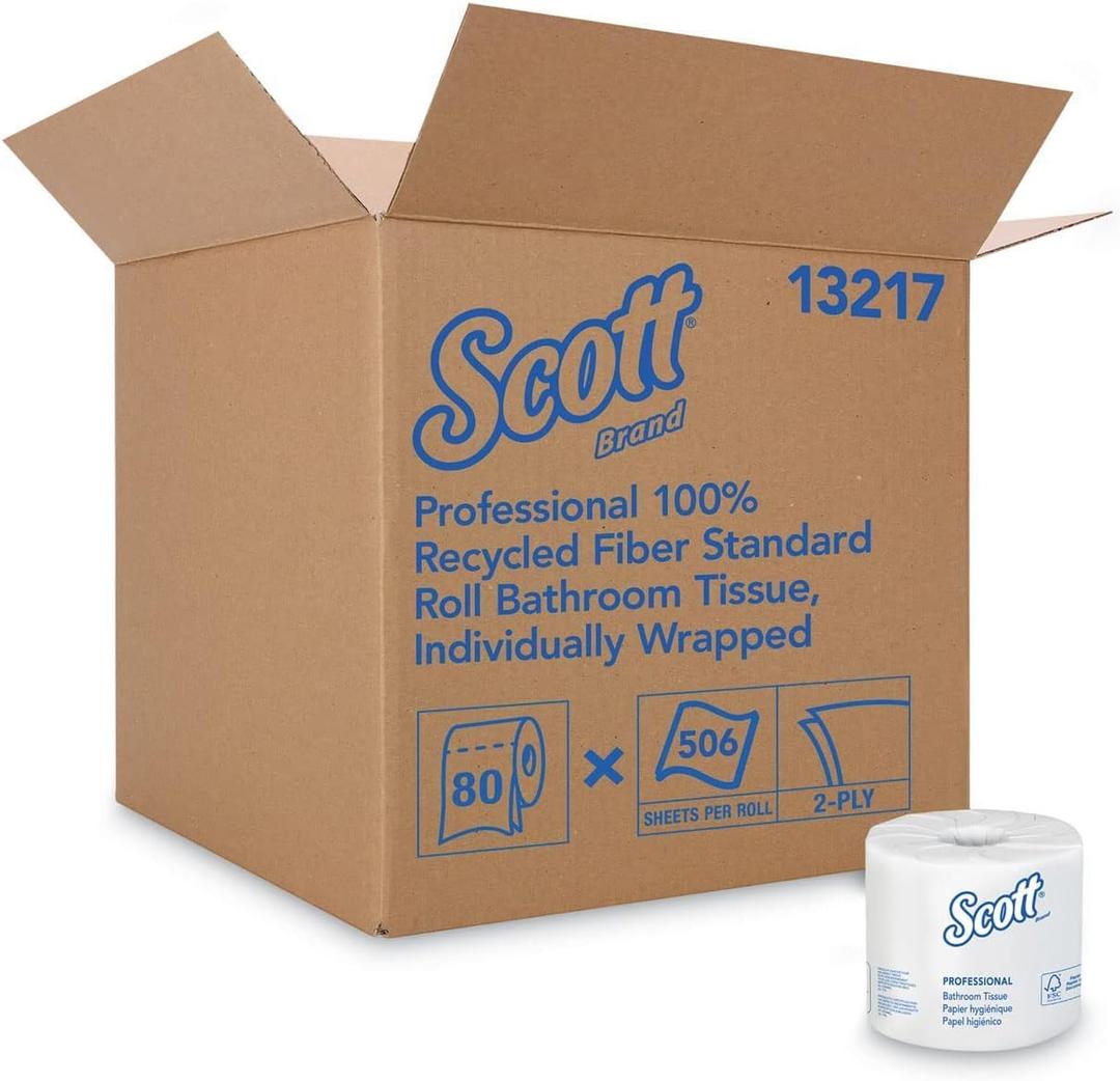Scott Kimberly-Clark Professional 13217 100% Recycled Fiber Roll Bathroom Tissue- 550 Sheets/Roll- 80/Carton