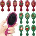 Vesici 12 Pcs Christmas Mini Hair Brush Detangling Christmas Stocking Stuffers Holiday Wet Travel Brush Xmas Gifts for Women Spa Party Supplies for Homeless Charity