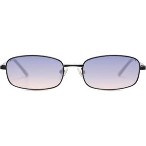 SOJOS Small Y2k Narrow Rectangle Sunglasses Womens Mens Retro 80s 90s Skinny Sunnies SJ1187 (Matt Black/Pink Gradien Purple)