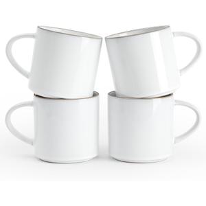 famiware Nature Coffee Mugs Set of 4, 14 oz Coffee Mug Set, Coffee Cups with Handle for Coffee, Tea, Cocoa and Milk, Microwave and Dishwasher Safe, Snowy White