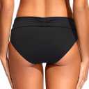 Zmart Women Full Coverage Ruched Bikini Bottoms Tummy Control Swim Bottoms Scrunch Ruffle Bathing Suit Bottom (Black, S)