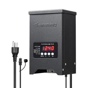 DEWENWILS 200W Low Voltage Landscape Transformer, 120V to 12V/15VAC, Landscape Lighting Transformer, Dusk to Dawn Sensor & Timer, Weatherproof Low Voltage Transformer for Spotlight, Pathway Light