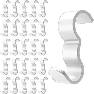 25 Pack Picture Rail Hooks, Metal Picture Rail Hangers for Art Hanging System, Molding Hooks for Picture Hanging, Supports up to 25 lbs, White