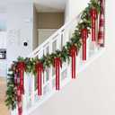 8Pcs Large Long Velvet Bows for Christmas Tree - Big 15.723.6 Inch Vintage Ribbon Bows, Xmas Tree Ornaments for Garland, Wreath, Fireplace, Door & Gift Wrapping, Holiday Home Decor Bows (Red)