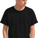 Boys Shirts Short Sleeve Summer Tops Kids Crew Neck Loose Casual Basic Tees for Boys 5-14 Years (Black)