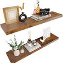 Colima Upgraded Floating Shelves for Wall Brown Wood Wall Shelf for Bedroom, 36 Inch Wall Mounted Floating Shelves for Bathroom Living Room, 1.3" Thick Floating Book Shelves for Wall, Set of 2