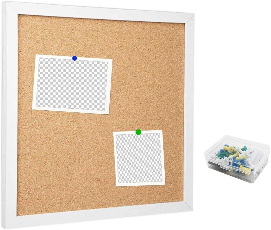 Corkboards for Wall, Cork Board Bulletin Board for Walls with Frame Cork Board Tiles,12"X 12" Thick Square Wall Tiles Small Framed Cork Tiles for Office,School, Home Holiday Decor (White, 12 * 12in)