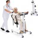 Electric Patient Lift Transfer Chair, Assist Lift Aid for Home Care Use, Portable Folding Transfer to Car Device, Handicap Lift Bathroom Shower Chair, Transport Wheelchair for Seniors (White)
