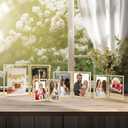 Golden State Art, Light Gold 6x8 Hinged Double Metal Frame - Floating Effect for 5x7, 4x6 or any Smaller Photos with Real Glass for Protection - Elegant Desktop Decor for Home or Office