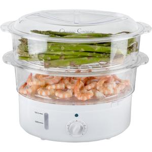 Vegetable Steamer Rice Cooker- 6.3 Quart Electric Steam Appliance with Timer for Healthy Fish, Eggs, Vegetables, Rice, Baby Food by Classic Cuisine, 11"D x 11"W x 12.25"H