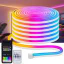 32.8Ft LED Neon Rope Lights, RGB Built in Chip Neon Strip Lights with Remote APP Control, Music Sync 24V IP68 Waterproof Led Neon Lights for Bedroom Outdoor Gaming Room (10M)