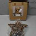 Twinkle Star Christmas Star Tree Topper, Rustic Rattan Treetop with 15 LED Lights Christmas Tree Holiday Xmas Party Decorations, 12.2 Inch (H)