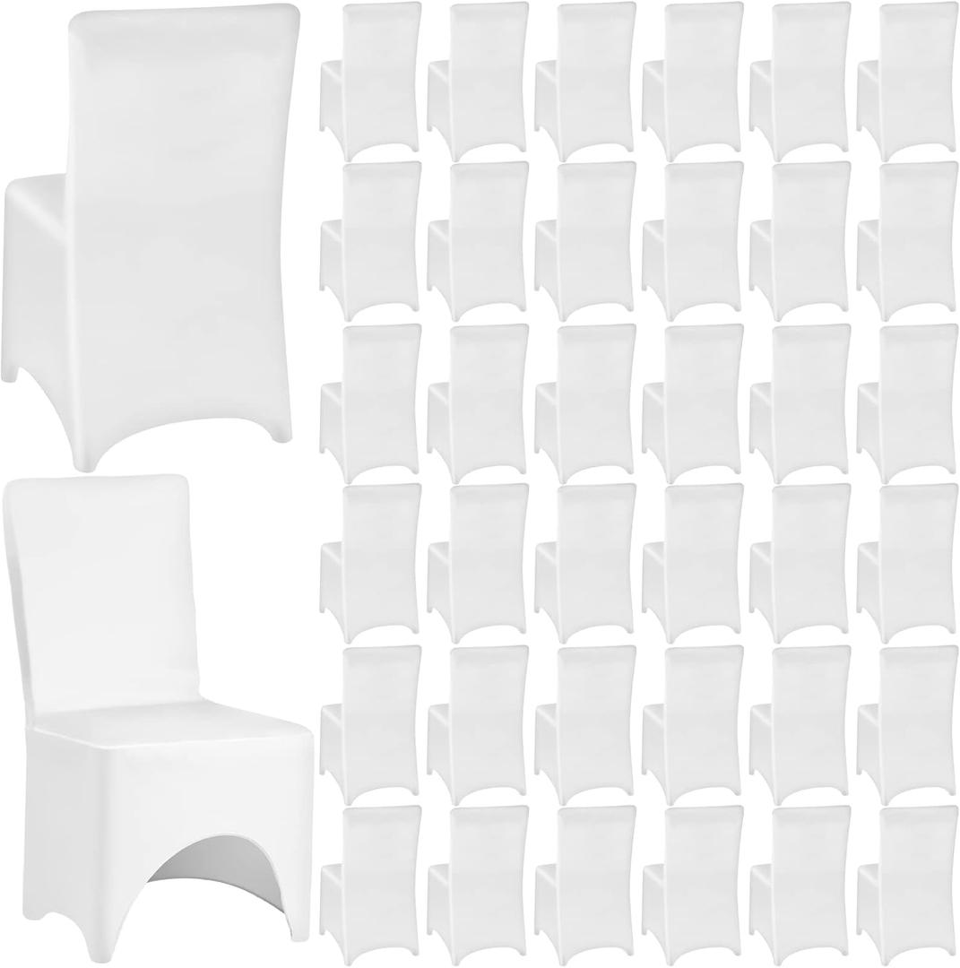Tudomro 50 Pcs Spandex Chair Covers Wedding Universal Polyester Stretch Chair Slipcovers for Party Banquet Dining Decor(White)