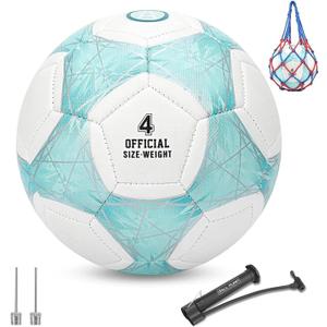 STEEFAN Teal/Blue/Pink Soccer Ball Size 3/4/5 for Kids Outdoor Play,Color Change Soccer Official Ball with Needles and Air Pump,Idea Gift for Teen Boy Girl Junior Women,Indoor Outdoor Game Soccer Ball