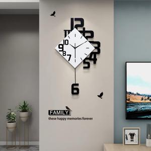 FLEBLE Large Wall Clocks for Living Room Decor Pendulum Battery Operated, Medium