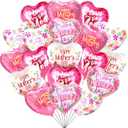17 Pcs Happy Mother's Day Balloons 18inch Aluminum Foil Balloons Heart Balloons for Mother's Day Birthday Party Decorations Mothers day decorations