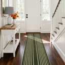 Beeiva Striped Green Runner Rug, 2x6 Washable Runner Rugs for Hallway Entryway, Mordern Stain Resistant High Traffic Geometric Non Slip Bathroom Runner Runners for Bathroom Entry Porch Bedroom