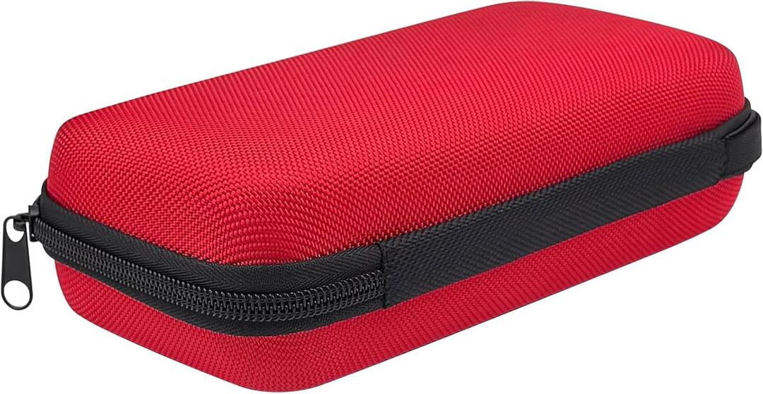 Universal Portable Hard EVA Carrying Case for Power Bank External Hard Drive Cell Phone USB Charging Cable Cord, Shockproof Protective Electronic Organizer Zipper Enclosure -Red