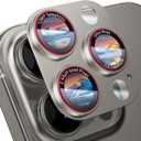 Camera Lens Protector for iPhone 16 Pro Max/iPhone 16 Pro/iPhone 15 Pro Max/iPhone 15 Pro/iPhone 14 Pro Max/14 Pro , [Military Grade Shatterproof][Full Coverage Metal] [Strong Adsorption] 9H Metal Tempered Glass Camera Screen Cover, [Case-Friendly], Natural Titanium