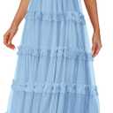 PRETTYGARDEN Women's Summer Dresses 2025 Sleeveless Smocked Tiered Ruffle Tulle A-Line Flowy Wedding Party Maxi Dress (Light Blue)