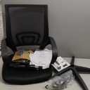 BestOffice | Ergonomic Office Chair | Mid-Back Swivel Desk Chair | Breathable Backrest & Lumbar Support | Adjustable Height | Sponge Seat | Rolling Wheels | Dark Black | for Adults & Women