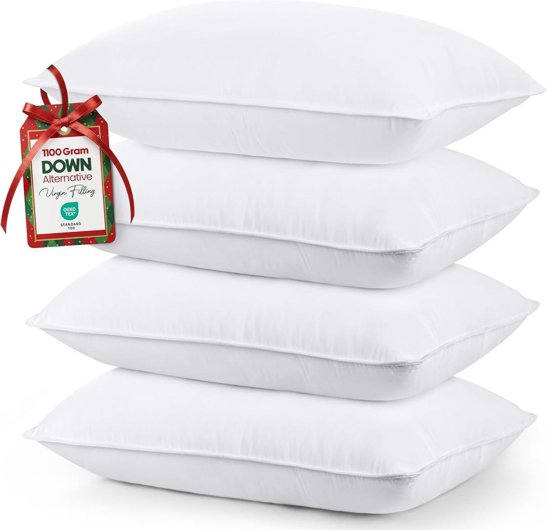 Utopia Bedding Bed Pillows for Sleeping (White), Queen Size Set of 4, Hotel Pillow, Cooling Pillows for Side, Back or Stomach Sleepers