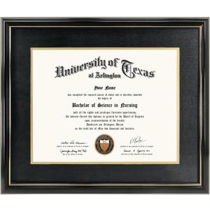 GraduationMall 11x14 Diploma Frame with Black over Gold Mat or Display 15x18 Certificate without Mat,Solid Wood & UV Protection Acrylic,Glossy Black Finish with Gold Trim
