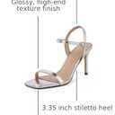 GENSHUO Women’s Strappy High Heeled Sandals 3 Inch Square Open Toe Stiletto Heels Slingback Shoes with Ankle Strap for Wedding Party Chic and Sexy (Gray)
