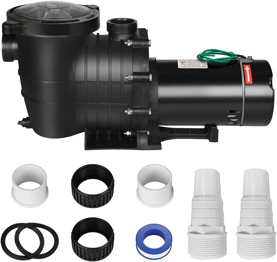 Anbull 1.5HP 6480GPH Pool Pump, Powerful Self Priming Dual Voltage In/Above Ground Swimming Pool Pumps for 15000-31000 Gallons Pools, with Strainer Basket & Drain Plug (1100W/60HZ)