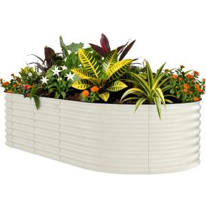 GarveeLife 8x4x2 ft Galvanized Raised Garden Bed - 24 Tall Metal Planter Box for Vegetables, Flowers, Herbs, Rust-Resistant Outdoor Garden Box, Easy Assembly Raised Beds for Gardening, Beige (8x4x2ft (1 PCS)