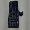 Wireless Keyboard and Mouse,2.4G Retro Typewriter Keyboard and Mouse Combo,Cute Round Keypads for Computer Windows Laptop,Detachable Home Office Keyboard Plug and Play, Navy Blue