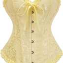 Bustier Corset Top for Women | Overbust Lace Up Waist Cincher Shapewear Lingerie (Small, Elfin Yellow)