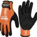 Waterproof Winter Work Gloves Men,Cold Weather Insulated Work Gloves Thermal Liner Superior Grip Latex Coating Warm for Outdoor Small (Orange)