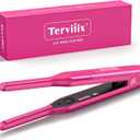 Terviiix Mini Flat Iron and Hair Straightener for Short Hair, Edges, and Pixie Cut - 3/10 Inch Skinny Pencil Straightener for Black Women's Baby Hair, LCD Digital Display, Dual Voltage, Pink