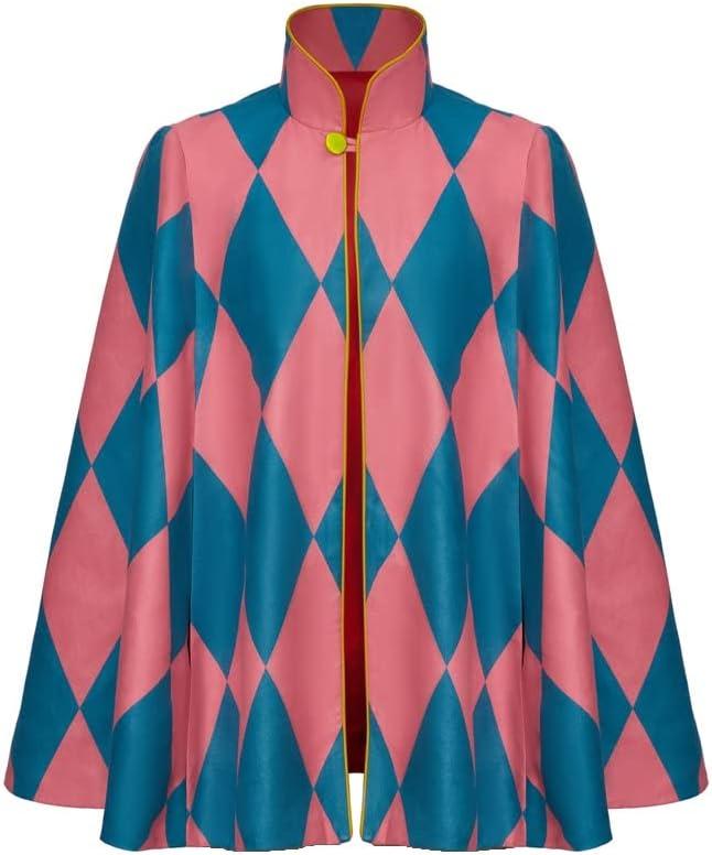 MelangCos Men's Anime Cosplay Costume Cape Pink Checked Pattern Cloak