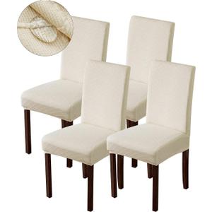 Genina Waterproof Chair Covers for Dining Room Dining Chair Covers Kitchen Parsons Chair Covers (Beige, 4 PCS) (Dimensions 19"D x 19"W x 23.5"H)