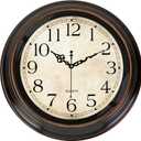 Vintage Wall Clock 16 Inch Quartz Silent Non-Ticking Analog Clock Battery Operated Rustic Round Decorative Clock for Living Room Kitchen Home Office Classroom