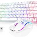 RedThunder K84 Wireless Keyboard and Mouse Combo, Rainbow Backlit Rechargeable Battery, 75% Layout TKL Ultra Compact Gaming Keyboard & Lightweight 3200 DPI Honeycomb Optical Mouse (White)