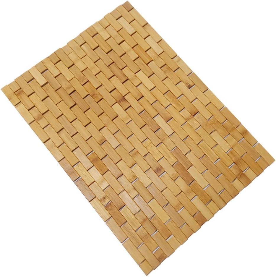 HJJKKH Bath Mat, Wooden Bathroom Mat Rayon Derived from Bamboo 27.6"x19.7", Foldable Non-Slip Floor Mat, Wooden Shower Mat for Bathroom, Bathtub, Spa, Sauna, Hot Tub & Outdoor Use
