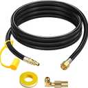 7 FT RV Propane Quick Connect Hose to Grill, BBQ Quick Release LP Gas Line for Camp Chef Stove, Pit Boss Burner-1/4 Male Plug x 3/8 Female Flare-with Elbow Adapter for Blackstone 17"22"28''36''Griddle