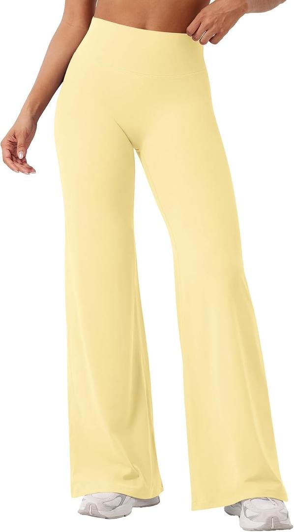 YEOREO Workout Leggings Womens No Front Seam Straight Leggings 31.5" High Waist Buttery Eddiy Gym Yoga Pants Butter Yellow M
