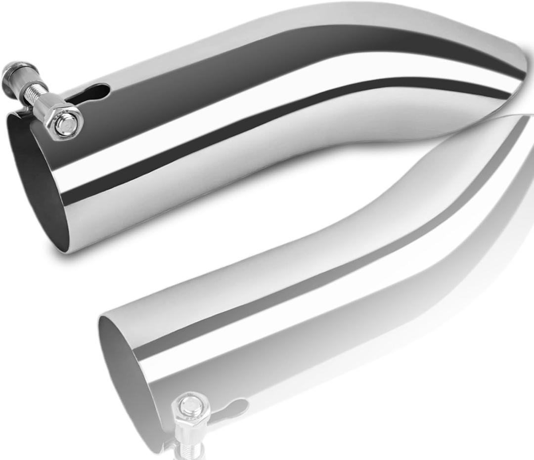 Mupera 2.25 Inch Inlet Turn Down Exhaust Tip, 2.25" Outlet, 9" Long Stainless Steel Professional Turn Down Tailpipe Tip with Bolt-On for all 2.25 Inch Outside Diameter Tailpipe