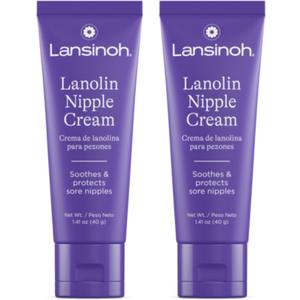 Lansinoh Lanolin Nipple Cream Safe for Breastfeeding Baby, 100% Natural Nipple Butter, Breastfeeding Essentials for Postpartum Moms, 1.41 Ounces (2 Pack)
