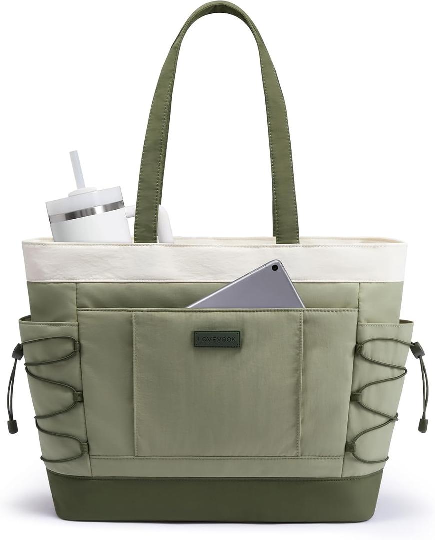 LOVEVOOK Tote Bag for Women, Puffer Tote Bag with Large Cup Holder, Lightweight Shoulder Bag Handbag for Travel, Work, Gym