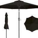 9 FT Patio Umbrella for Outdoor, Outdoor Umbrella with Push Button Tilt and Crank, Outdoor Patio Umbrellas with 8 Sturdy Ribs for Market, Garden, Deck, Backyard, Pool (Black) (9FT)